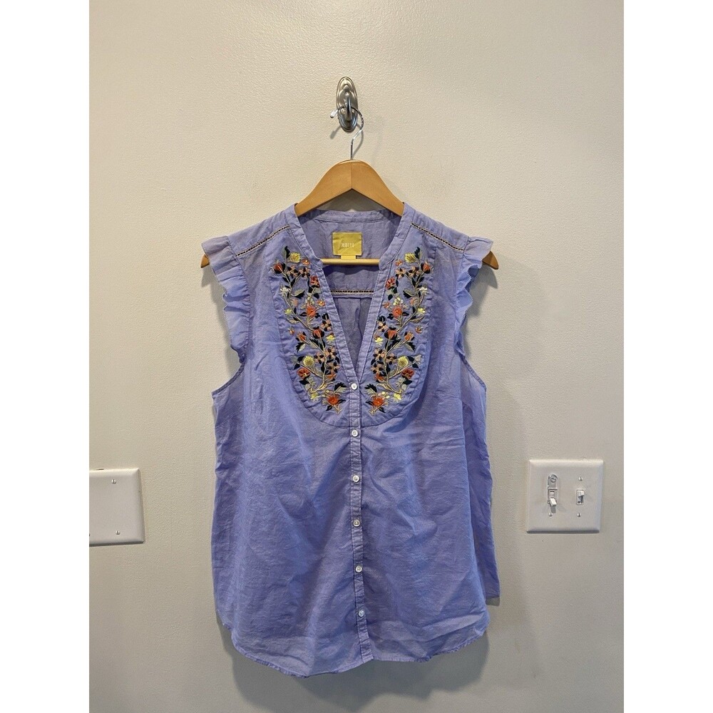 MAEVE Anthropologie Women’s Threadbloom Embroidered Top Size 12 Cottage Boho